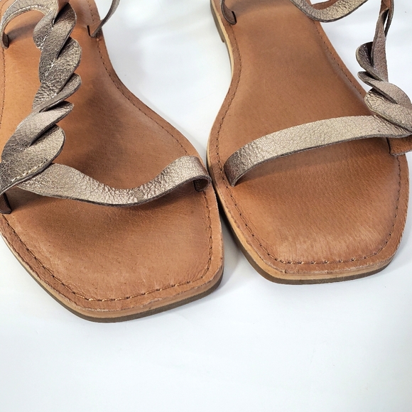 FRYE Braided Leather Sandals Sydney Style Size 9.5 In Metallic Bronze - Picture 6 of 9